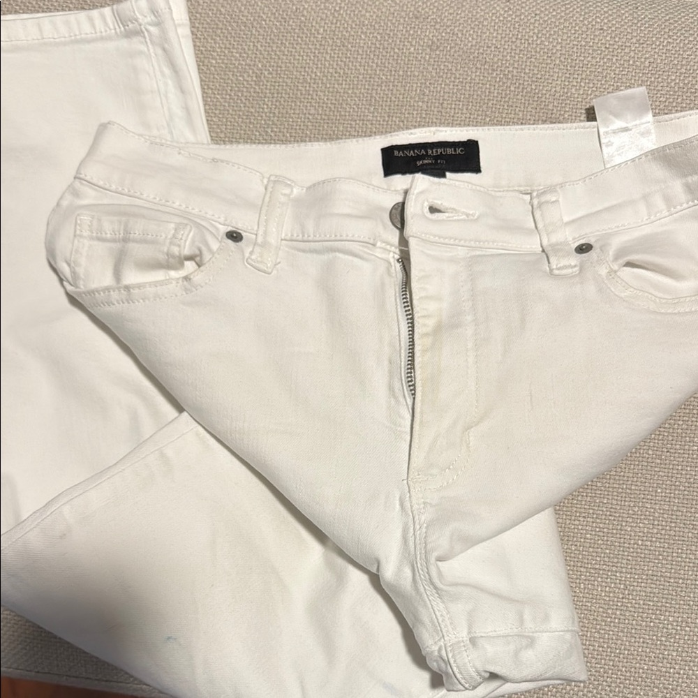 Banana Republic White Slim Jeans Classic Style